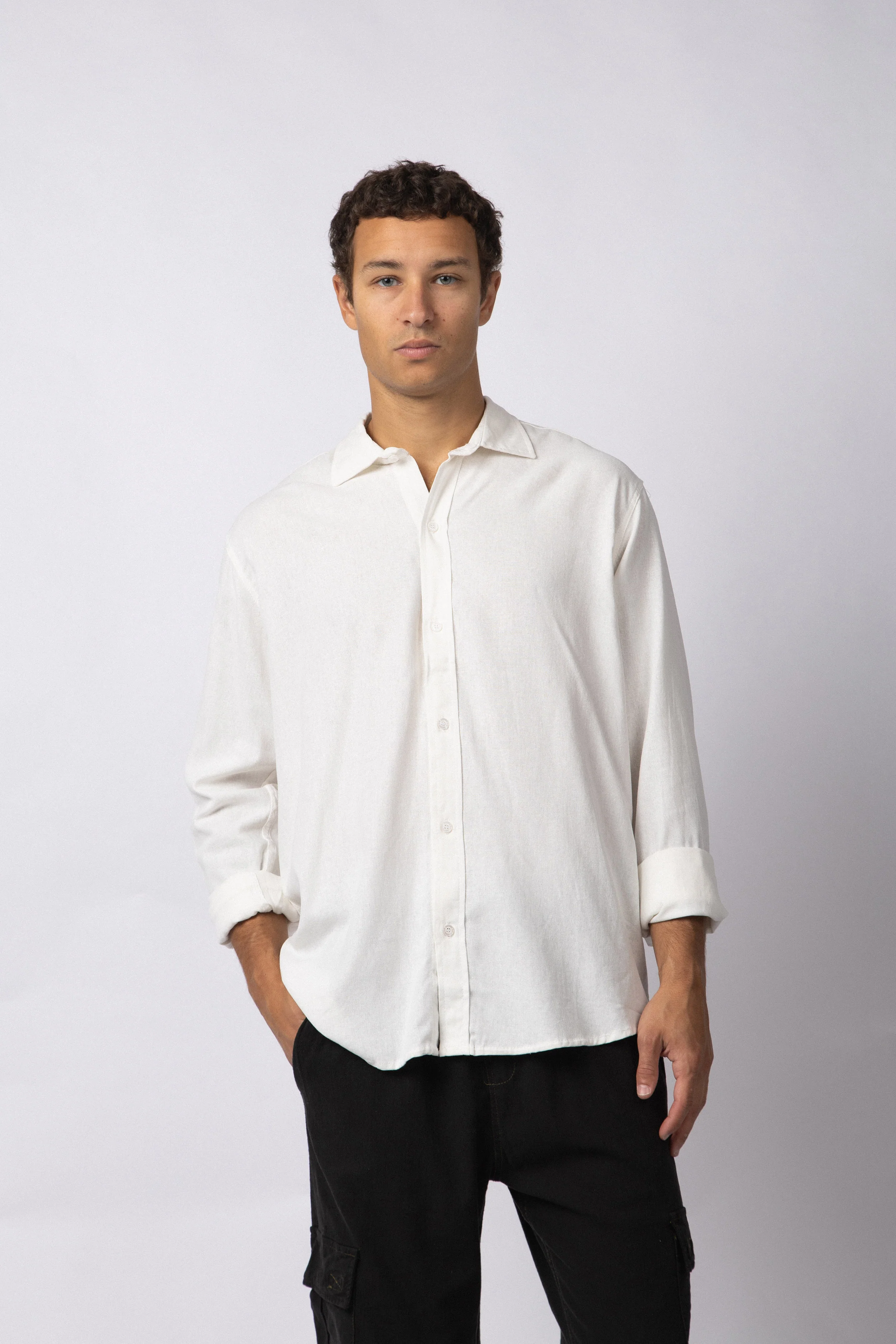 Camisa Manga Larga Lino Raze Blanca - Image 6